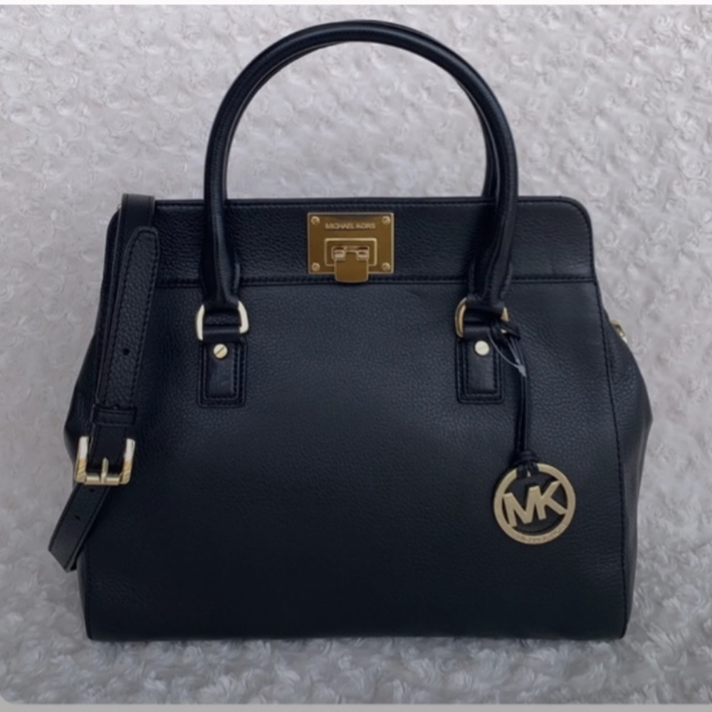Michael Kors Black Large Astrid Leather Satchel Purse
